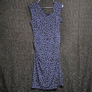Victor Alfaro Purple Animal Print Sleeveless Dress
